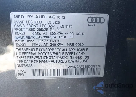 2014 Audi Q7 3.0T S Line Prestige из США, поврежденный, VIN WA1DGAFE5ED008529